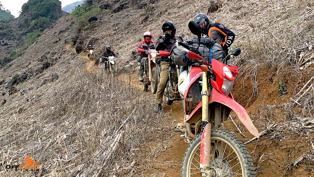 Roof Roads To Sapa Motorbike Tour on a small trail - Vietnam Motorbike Rental